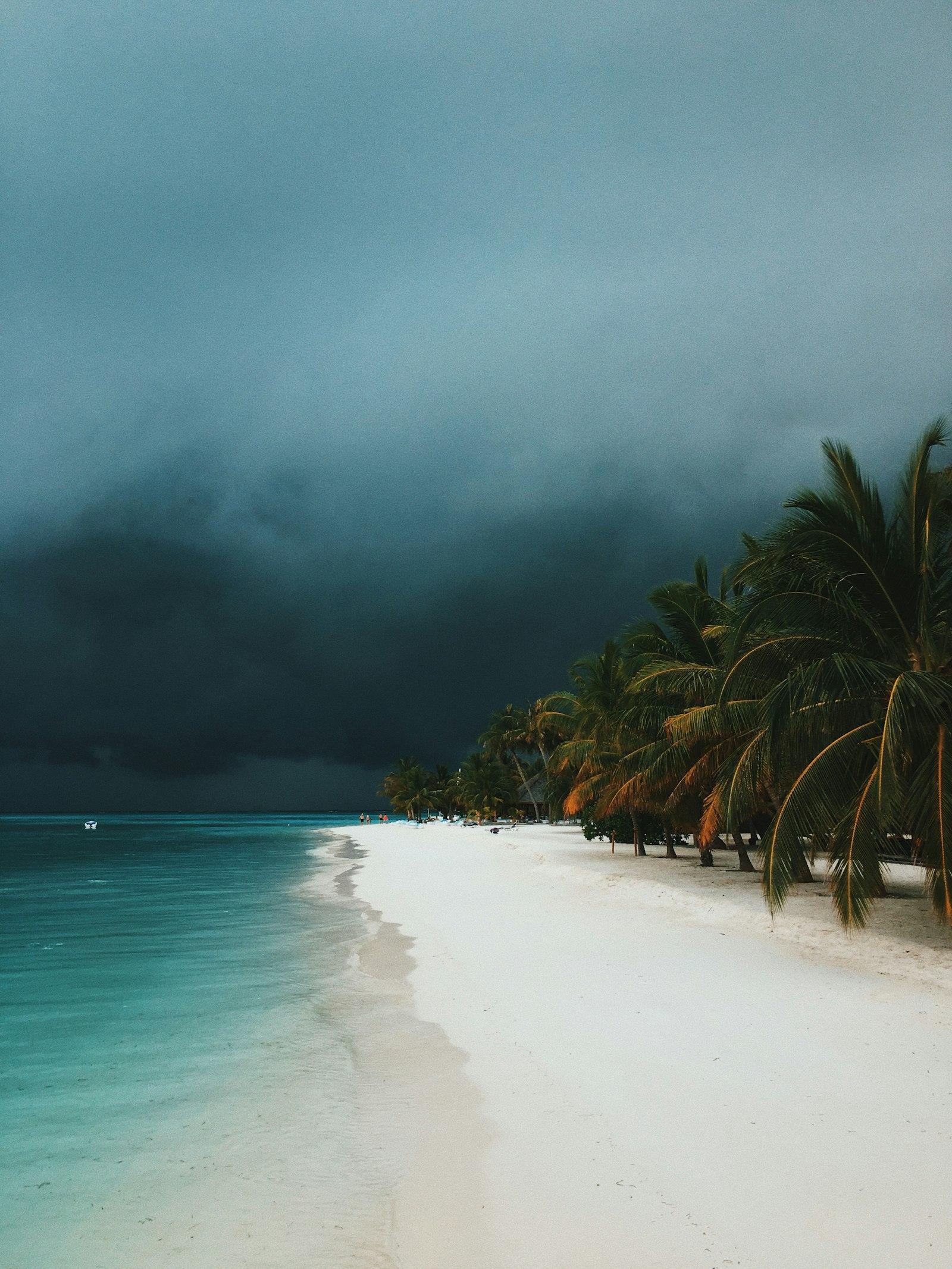 Storm clouds gathering over a tropical Florida coastline