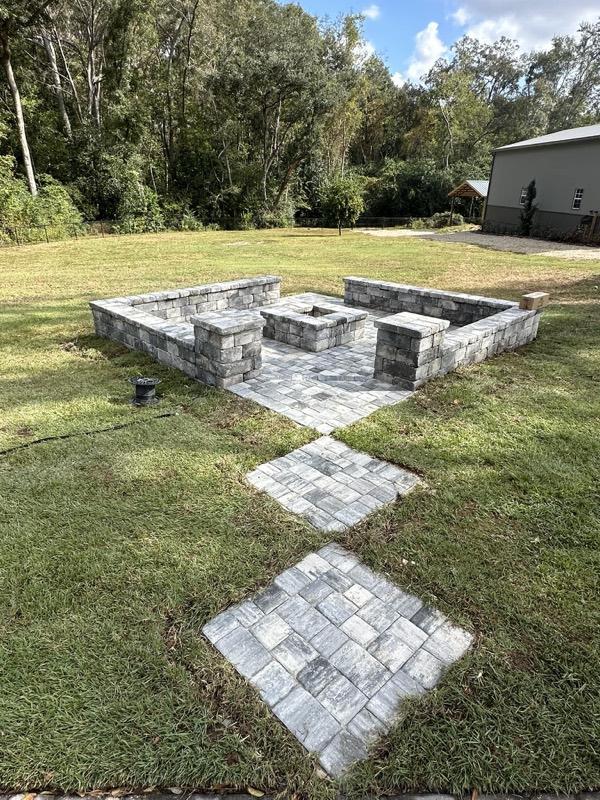 Stone Fire Pit Courtyard