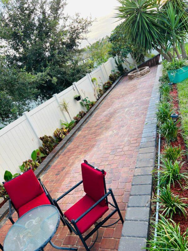 Completed patio — elevated view