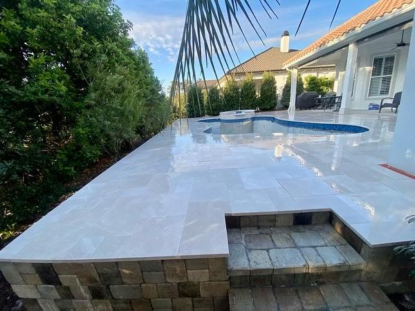 Completed pool deck paver project