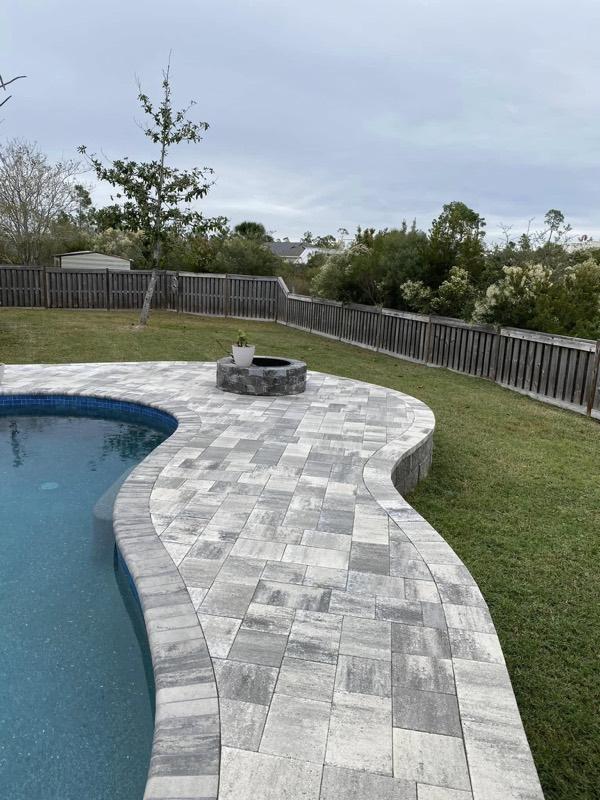 Curved Pool Deck & Fire Pit