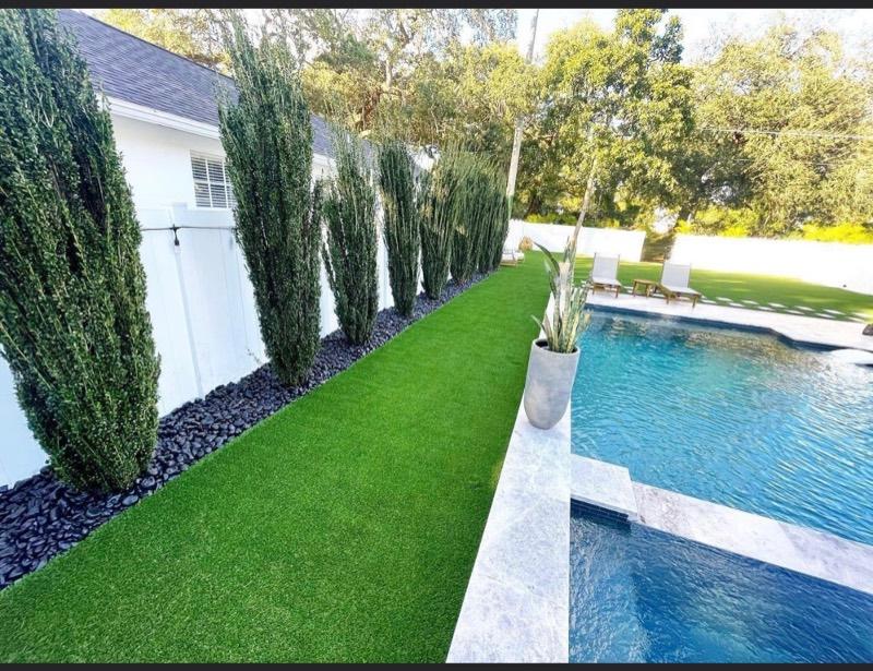 Turf-Bordered Pool Deck