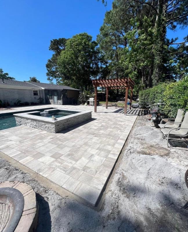 Raised Spa & Cedar Pergola